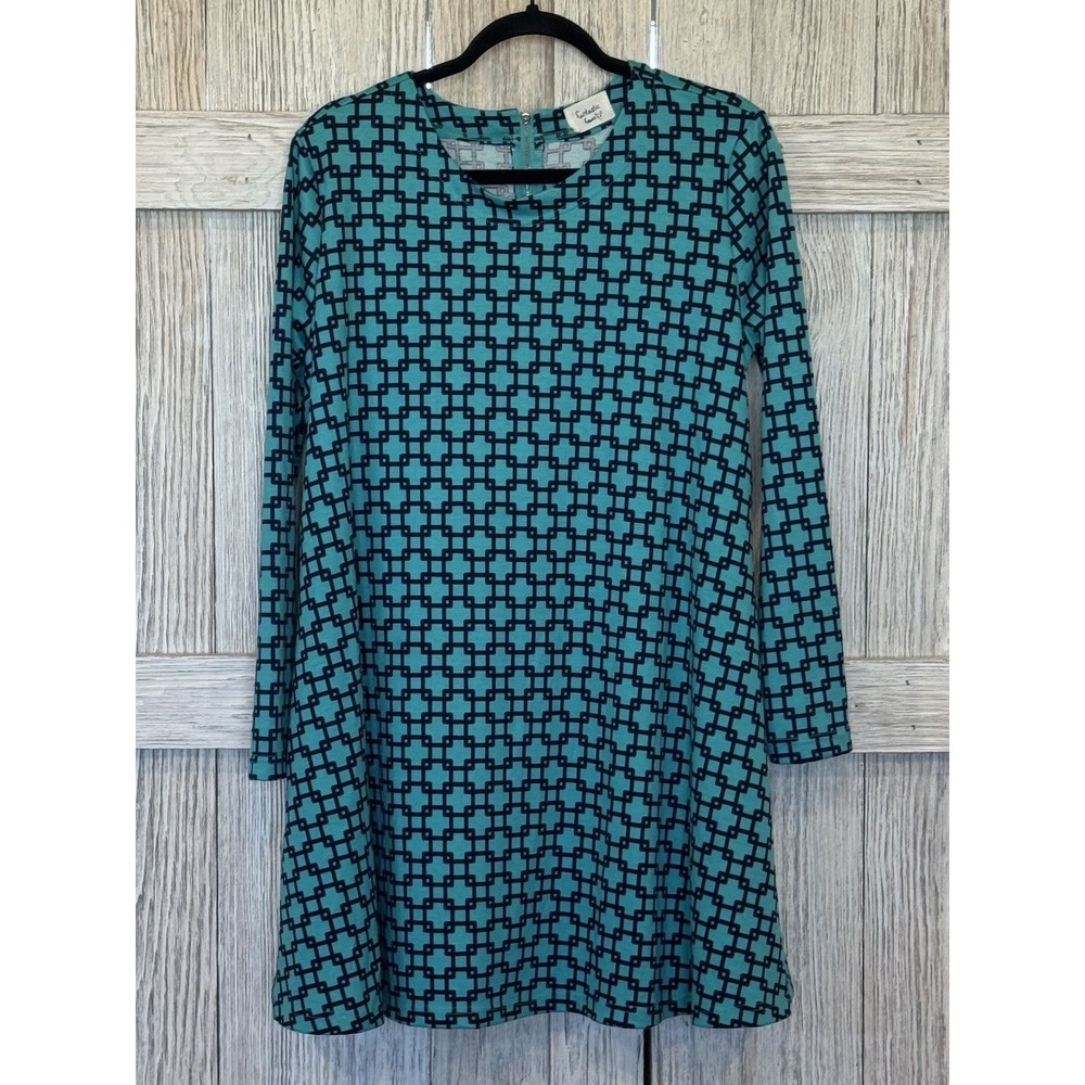 Fantastic Fawn Women Mini A-Line Dress Size Large Teal Long Sleeve